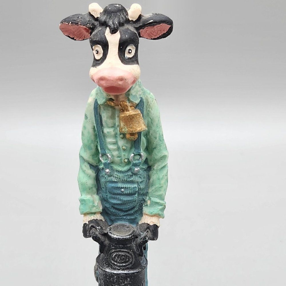 Tall Skinny Mr. Cow with Milk Can Resin Figurine 5.75" Farm Country - Picture 6 of 7